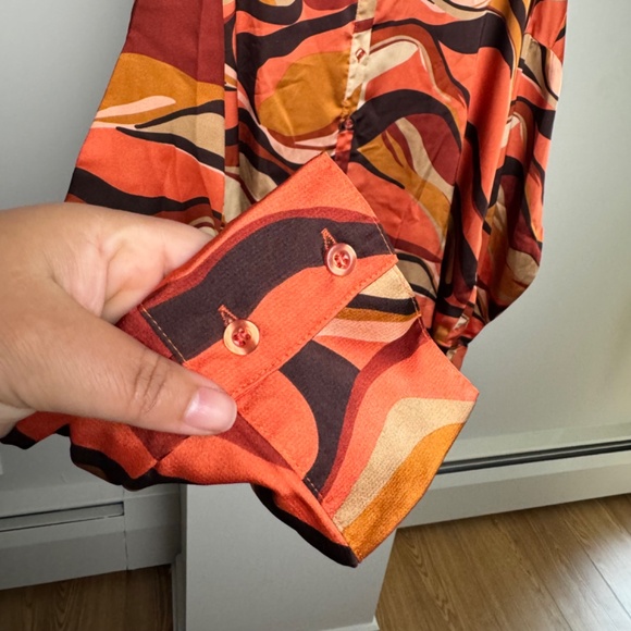 Nastygal Abstract Orange Shirt - Picture 4 of 6